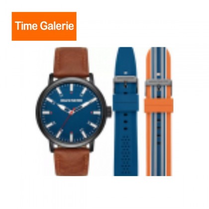 Skechers SR9069 Quartz Blue-Tone Dial Brown Silicone Strap Watch